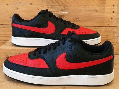 Nike Court Vision Low Leather Trainers UK10/US11/EU45 DV6488-001 Black/Red