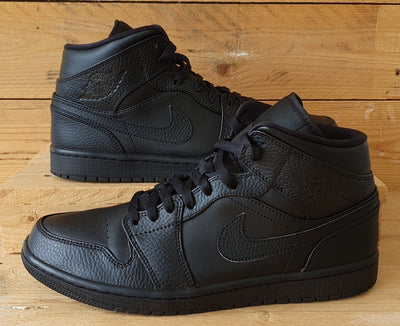 Nike Air Jordan 1 Mid Leather Trainers UK9/US10/EU44 554724-091 Triple Black