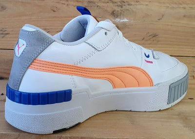 Puma Cali Low Leather Trainers UK7.5/US10/EU41 374478-01 White/Orange/Blue