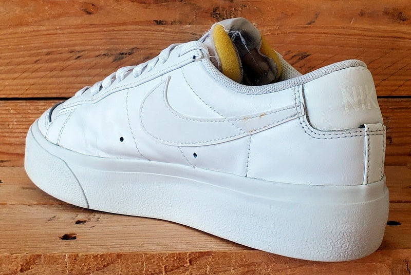 Nike Blazer Platform Low Leather Trainers UK6/US8.5/EU40 DJ0292-100 Triple White