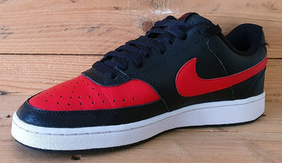 Nike Court Vision Low Leather Trainers UK7/US8/EU41 DV6488-001 Black/Red