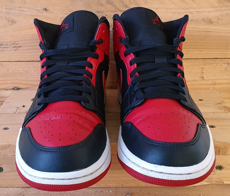 Nike Air Jordan 1 Mid Banned Leather Trainers UK8.5/US9.5/EU43 554724-074 Bred