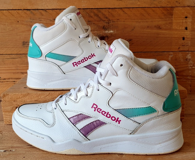 Reebok Royal Mid Leather Trainers UK7.5/US10/EU41 GY8784 White/Purple/Green