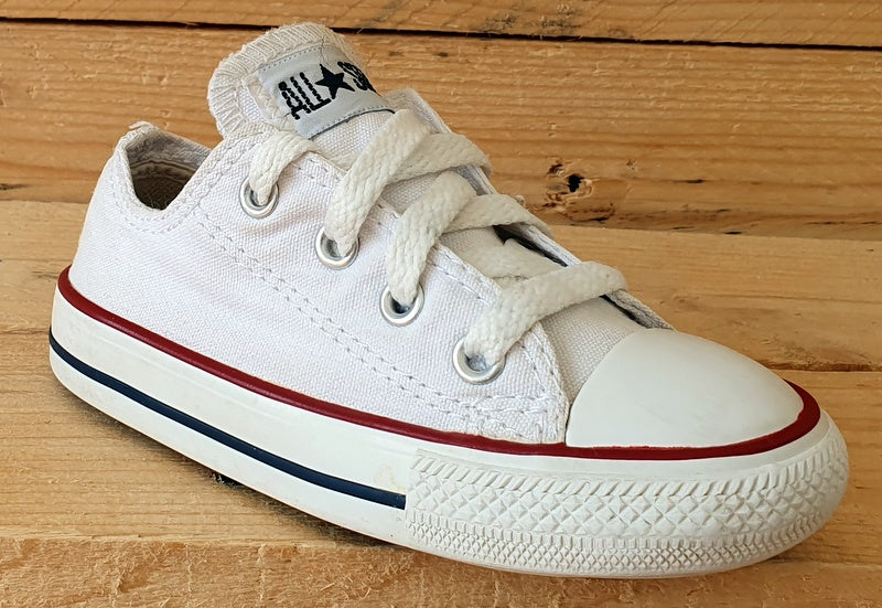 Converse All Star Low Canvas Kids Trainers UK7/US7/EU23 7J256 White/Red