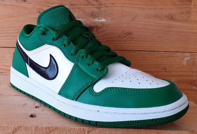 Nike Jordan 1 Low Leather Trainers UK8/US9/EU42.5 553558-301 Pine Green/White