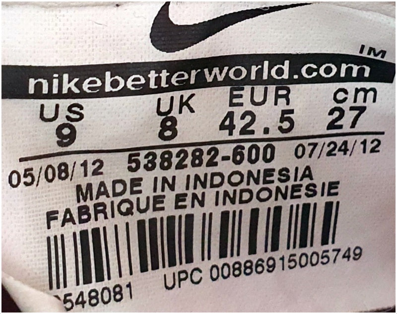 Nike Blazer Mid Suede Trainers UK8/US9/EU42.5 538282-600 Burgundy Red/White