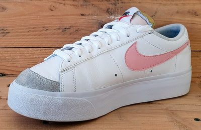 Nike Blazer Platform Low Leather Trainers UK7.5/US10/EU42 DJ0292-103 White Pink