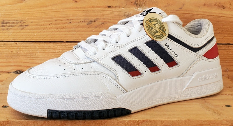 Adidas Drop Step Low Leather Trainers UK9/US9.5/EU43 IE6225 White/Black/Red