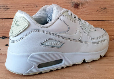 Nike Air Max 90 Low Leather Trainers 833414-100 Triple White UK2/US2.5Y/EU34