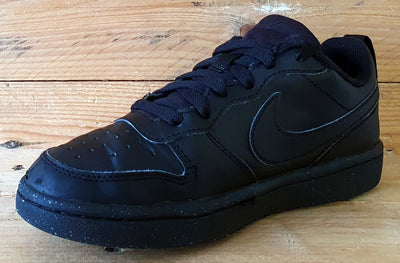 Nike Court Borough Low Leather Trainers UK3/US3.5Y/E35.5 DV5456-002 Triple Black