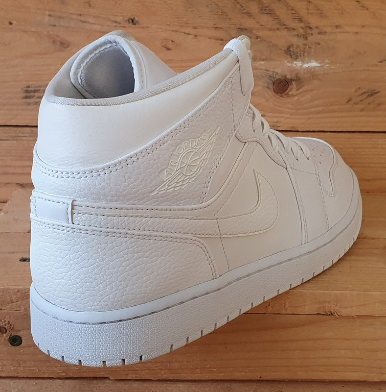 Nike Air Jordan 1 Mid Leather Trainers UK11/US12/EU46 554724-130 Triple White