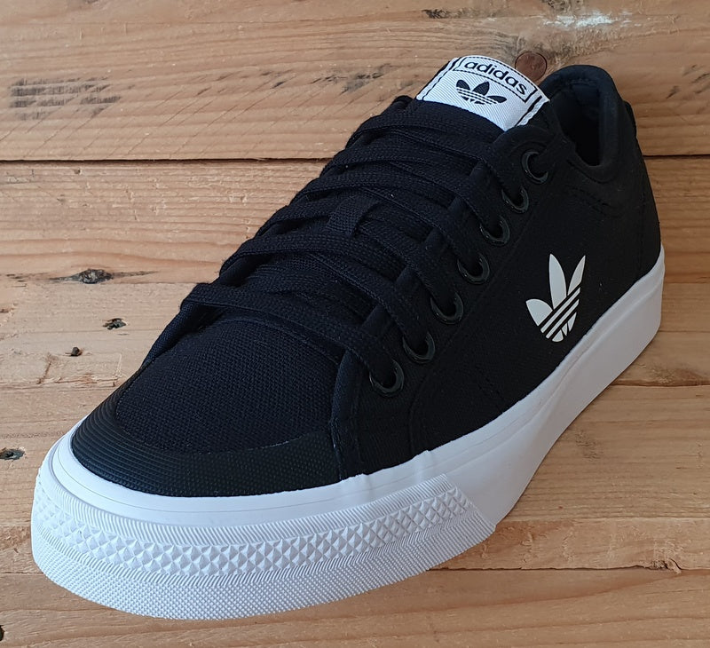 Adidas Nizza Trefoil Canvas Trainers UK8.5 US9 EU42.5 FW5185 Core Black White