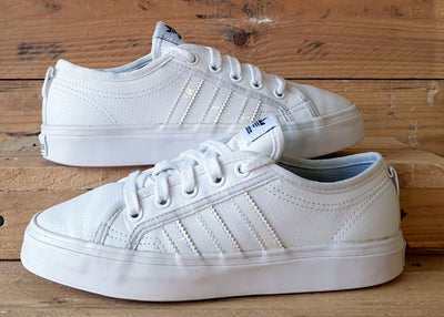Adidas Original Nizza Low Leather Trainers UK3/US3.5/EU35 BB5574 Triple White