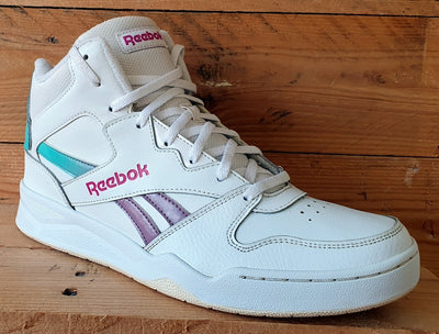 Reebok Royal Mid Leather Trainers UK7.5/US10/EU41 GY8784 White/Purple/Green