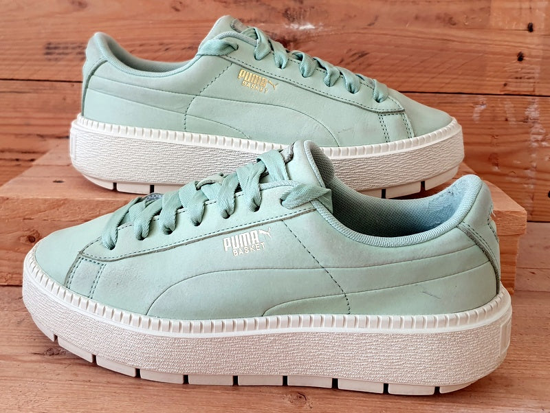 Puma Basket Platform Low Suede Trainers UK6/US8.5/EU39 369642 02 Trace Green