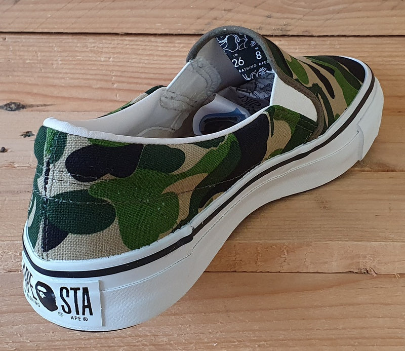 A Bathing Ape Slip-On Low Canvas Trainers UK7/US8/EU41 Camouflage/White 