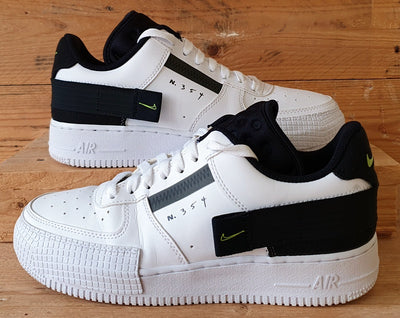 Nike Air Force 1 Low Leather Trainers UK6/US7/EU40 AT7859-101 White Black Volt