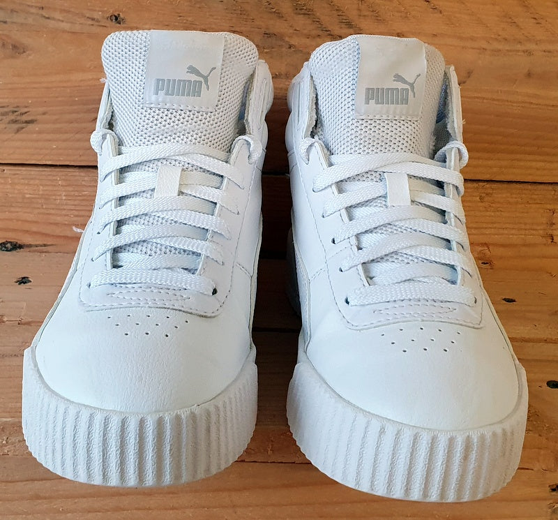 Puma Carina Mid Leather Trainers UK4 US5C EU37 374440 01 Triple White VintageTrainers