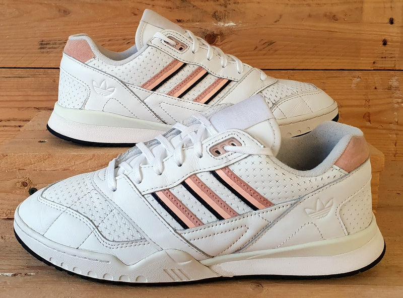 Adidas A.R Low Leather Trainers UK8/US8.5/EU42 EE5398 Cloud White Glow Pink