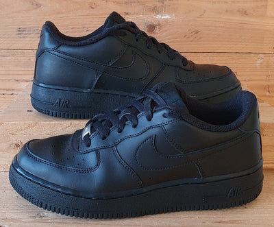 Nike Air Force 1 Low Leather Trainers UK6/US6.5Y/EU39 314192-009 Triple Black