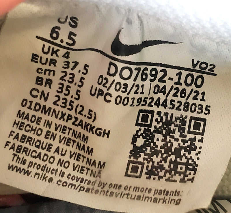 Nike Air Force 1 Crater Textile Trainers UK4/US6.5/EU37.5DO7692-100 Cream/White