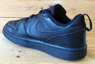 Nike Court Borough Low Leather Trainers UK3/US3.5Y/E35.5 DV5456-002 Triple Black