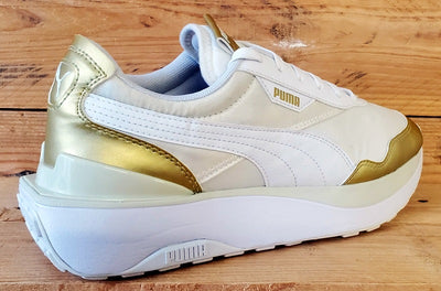 Puma Cruise Rider Low Textile Trainers UK6.5/US9/EU40 380500-01 White/Team Gold