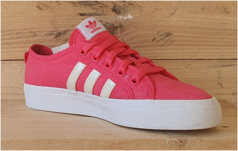 Adidas Original Nizza Low Canvas Trainers UK3.5 US4 E36 AQ1826 Bright Pink White VintageTrainers