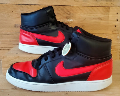 Nike Ebernon Mid Leather Trainers UK10/US11/EU45 AQ1773-005 Black/Red/White