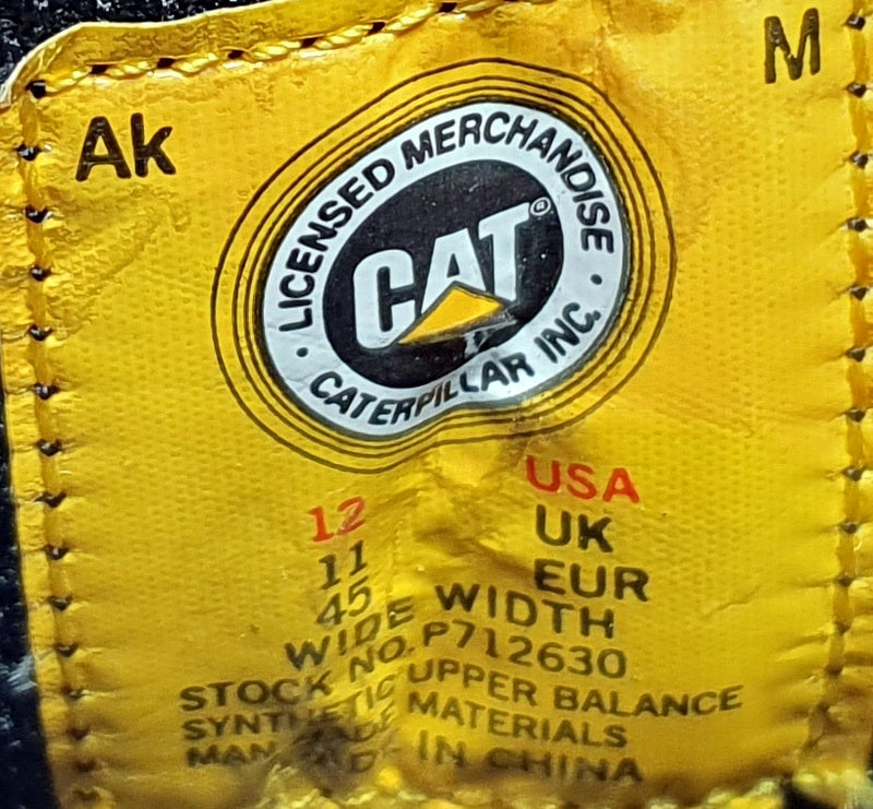 Caterpiller Moor RM Suede Trainers P712630 Black/Grey/Yellow UK11/US12/EU45
