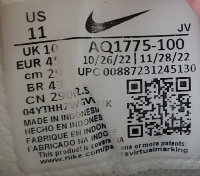 Nike Ebernon Low Leather Trainers UK10/US11/EU45 AQ1775-100 Triple White