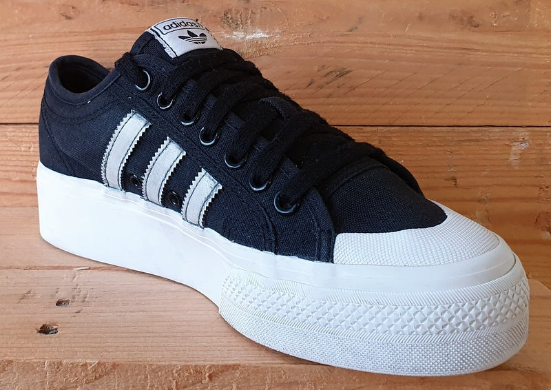 Adidas Original Nizza Low Canvas Trainers UK7/US8.5/EU40.5 FV5321 Black/White