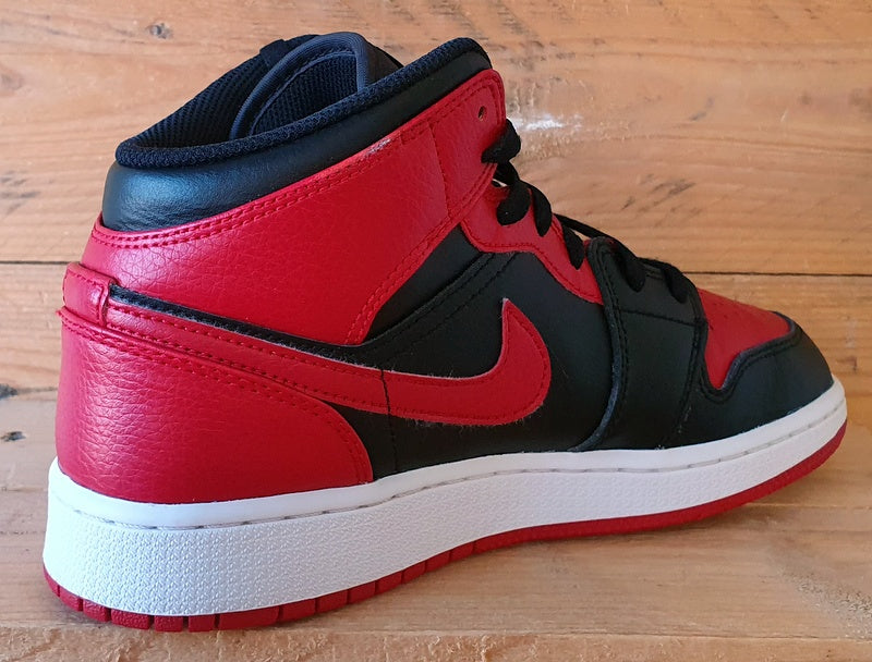 Nike Air Jordan 1 Mid Banned GS Trainers UK6/US6.5Y/EU39 554725-074 Bred