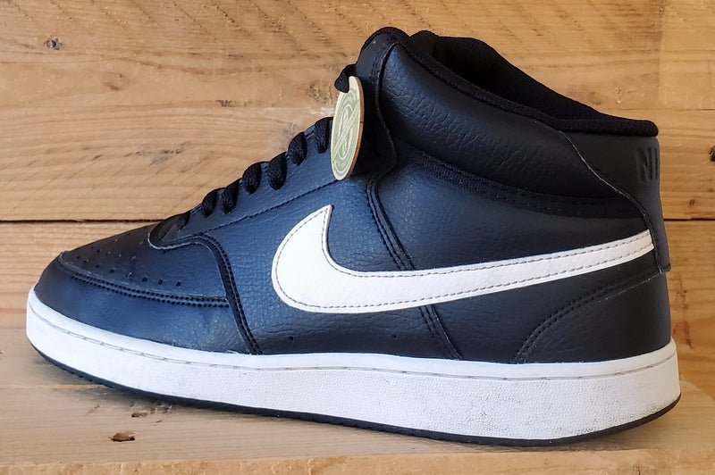 Nike Court Vision Mid Leather Trainers UK9/US10/EU44 DN3577-001 Black/White