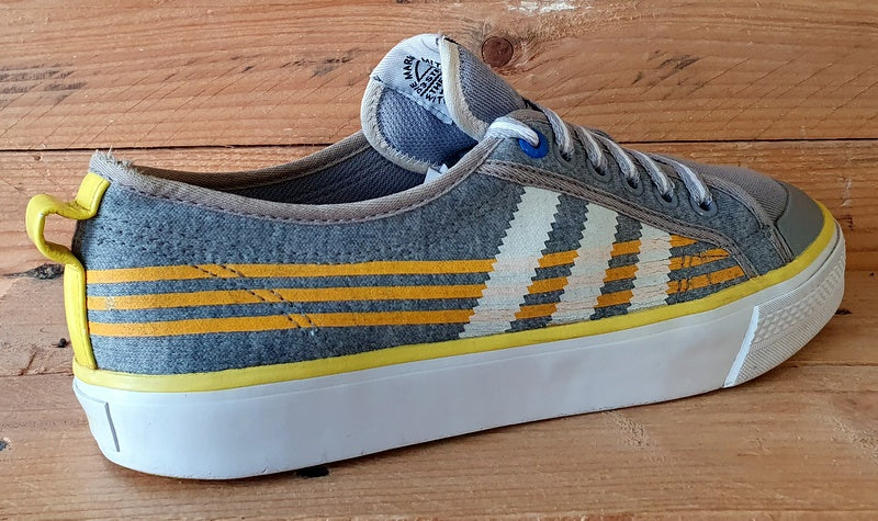 Adidas Nizza Low Canvas Trainers UK8/US8.5/EU42 G03233 Grey/Yellow/Orange