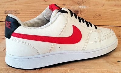 Nike Court Vision Low Leather Trainers UK10/US11/EU45 DH2987-102 Cream/Red