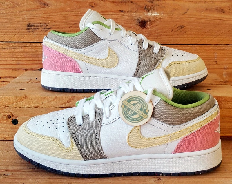 Nike Air Jordan 1 Low Leather Trainers UK4/US4.5Y/EU36.5 DJ0341-100 Pastel Grind