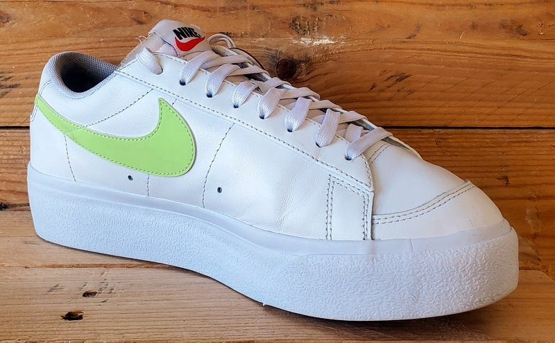 Nike Blazer Platform Low Leather Trainers UK7.5/US10/EU42 DJ0292-102 White/Lemon
