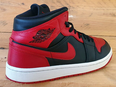 Nike Air Jordan 1 Mid Banned Leather Trainers UK8.5/US9.5/EU43 554724-074 Bred