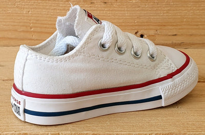 Converse All Star Low Canvas Kids Trainers UK4/US4/EU20 7J256C White/Red