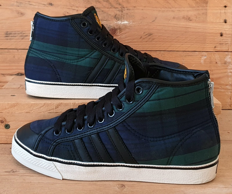 Adidas Nizza Mid Textile Trainers UK7/US7.5/EU40.5 G12423 Navy/Green Tartan