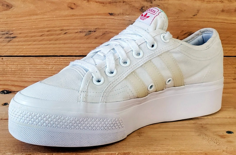 Adidas Nizza Platform Low Canvas Trainers UK6/US7.5/EU39 FX9179 White/Red