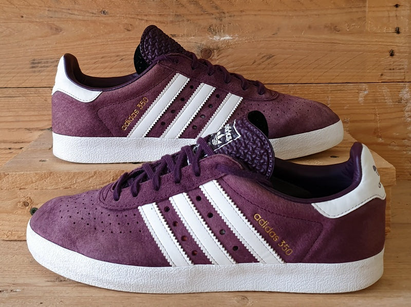 Adidas 350 Low Suede Trainers UK8.5/US9/EU42.5 BY9766 Burgundy/White