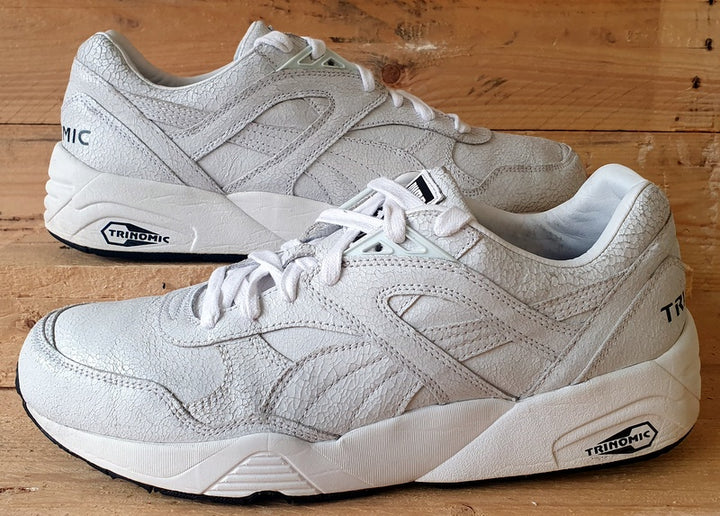 Puma R698 Trinomic Crackle Low Leather Trainers UK8 US9 EU42 357740 03 White VintageTrainers