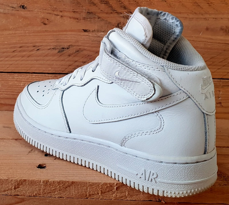 Nike Air Force 1 Mid Leather Trainers UK4/US4.5Y/EU36.5 314195-113 Triple White