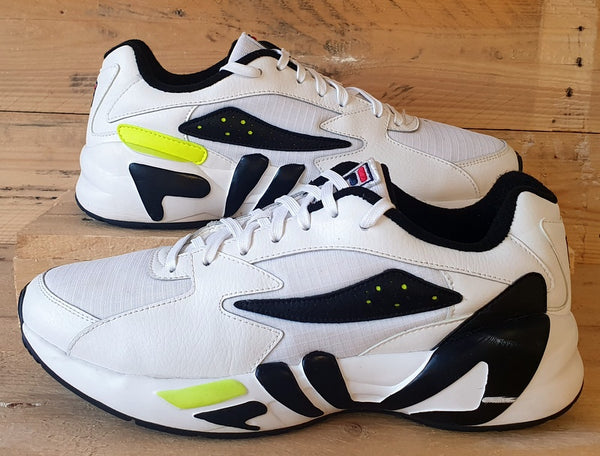 Fila MindBlower Low Leather Trainers UK10 US11 EU44.5 1RM00364 White Black VintageTrainers