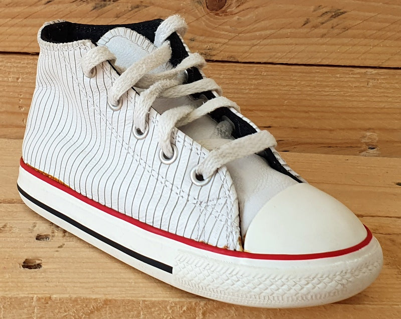 Converse All Star Mid Canvas Kids Trainers UK9/US9/EU25 707523 White Stripe