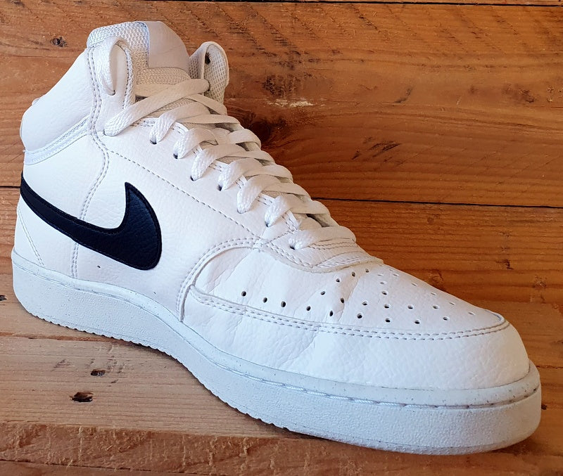 Nike Court Vision Mid Leather Trainers UK8/US9/EU42.5 DN3577-101 White/Black