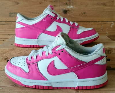 Nike Dunk Low GS Leather Trainers UK3.5/US4Y/EU36 FB9109-102 White/Pink