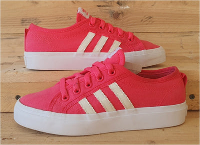 Adidas Original Nizza Low Canvas Trainers UK3.5/US4/E36 AQ1826 Bright Pink/White